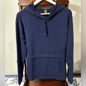 Zuda Women’s XS Deep Blue Hoodie, Brushed Knit, Front Pocket, Athleisure